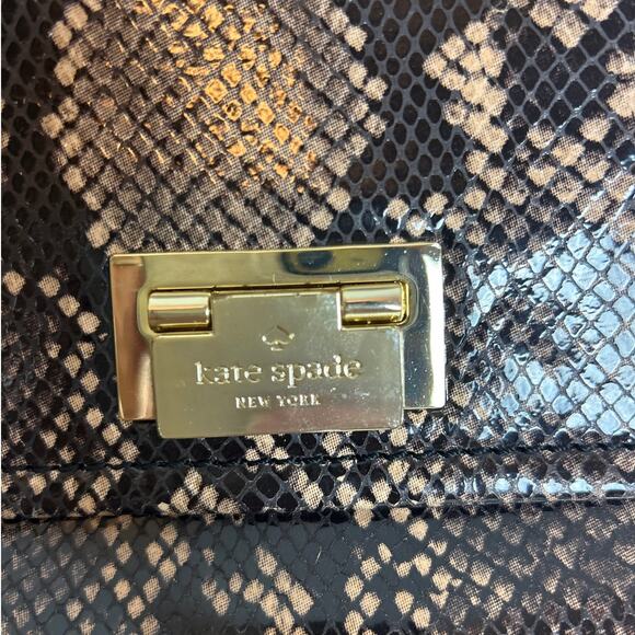 Kate Spade Snakeskin Leather Exotic Shoulder Bag Gold Chain Clip Closure Purse - Picture 3 of 7